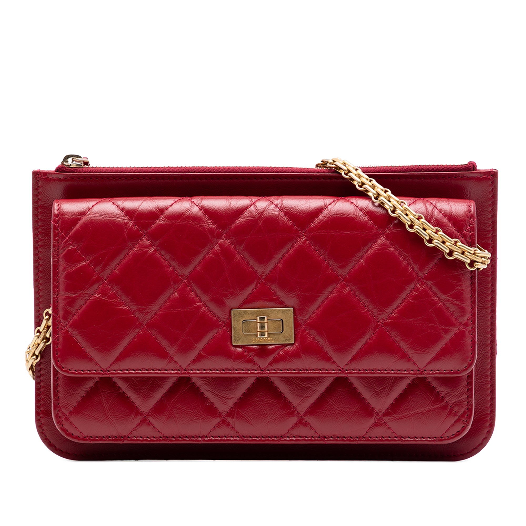 Chanel Matelassé vieilli Cuir de veau Reissue 2.55 Wallet on Chain