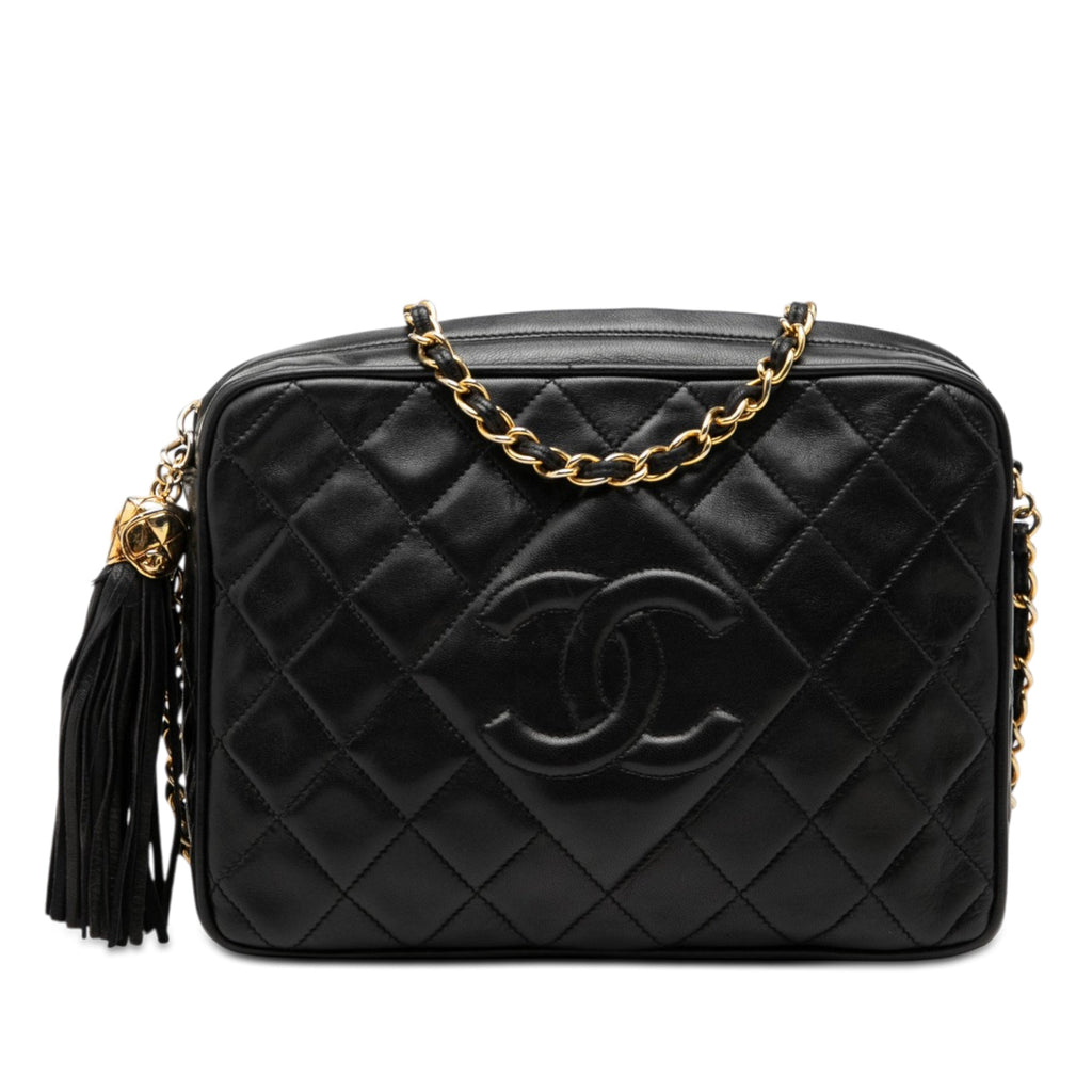 Chanel CC Matelassé Cuir d’agneau Pompon Sac caméra