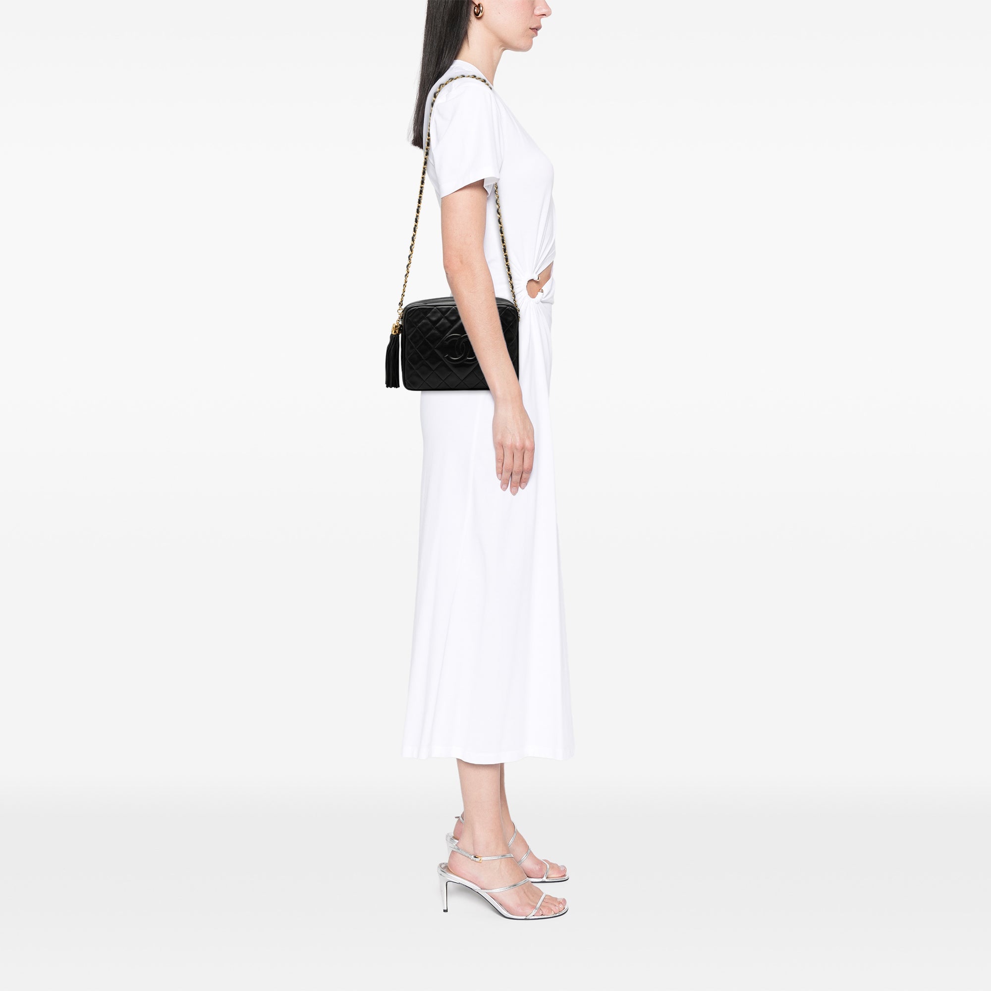 Chanel CC Matelassé Cuir d’agneau Pompon Sac caméra
