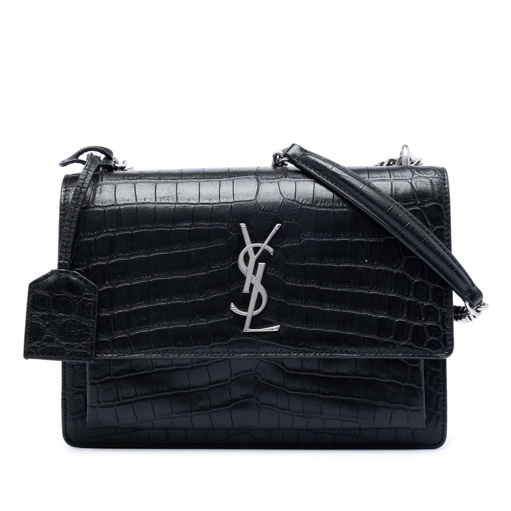 Saint Laurent Medium Croc embossé Cuir Monogram Sunset Sac porté croisé