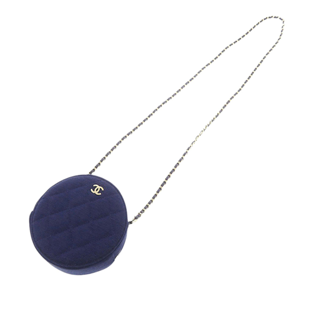 Chanel CC Matelassé Jersey Rond Pochette avec chaîne