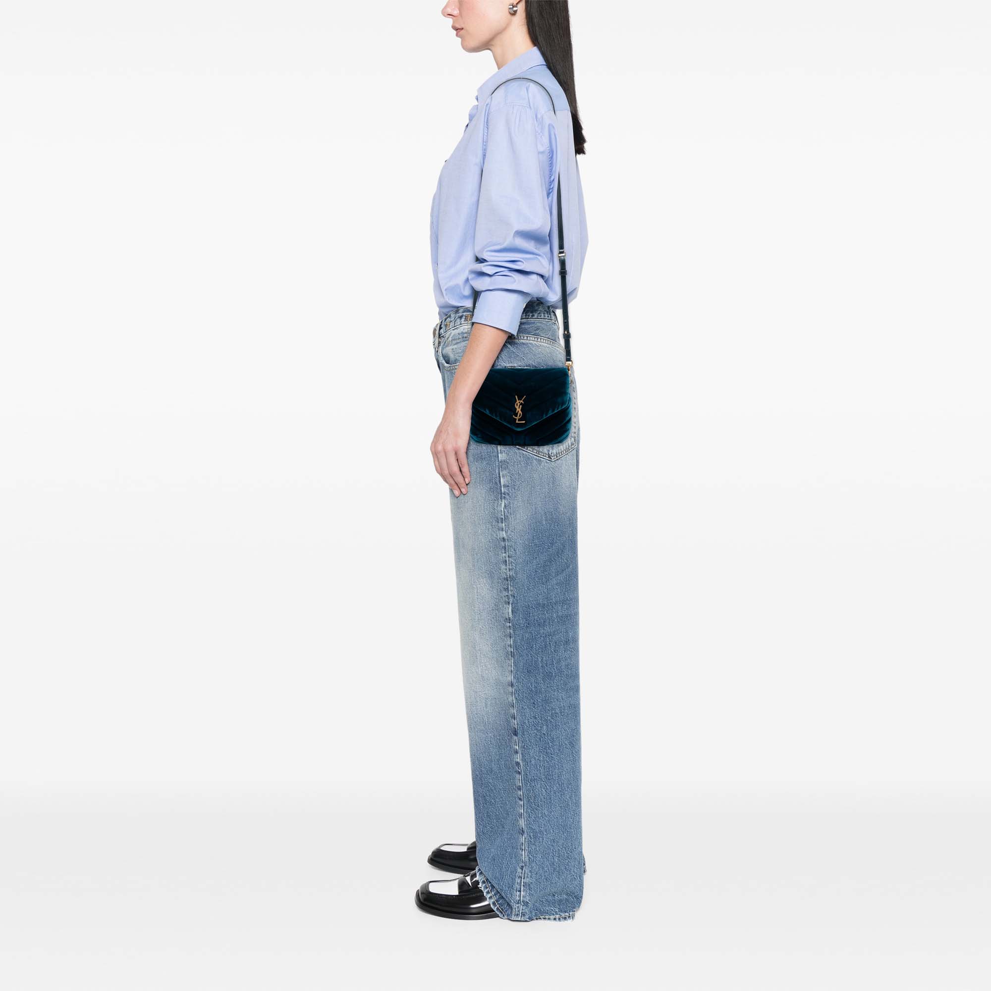 Saint Laurent Small Matelasse Velours Monogram LouLou Sac bandoulière