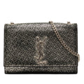 Saint Laurent Small Metallic Chevron Cuir de veau Monogram Kate Sac porté croisé