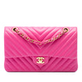 Chanel Medium Classic Chevron Cuir d’agneau Double rabat