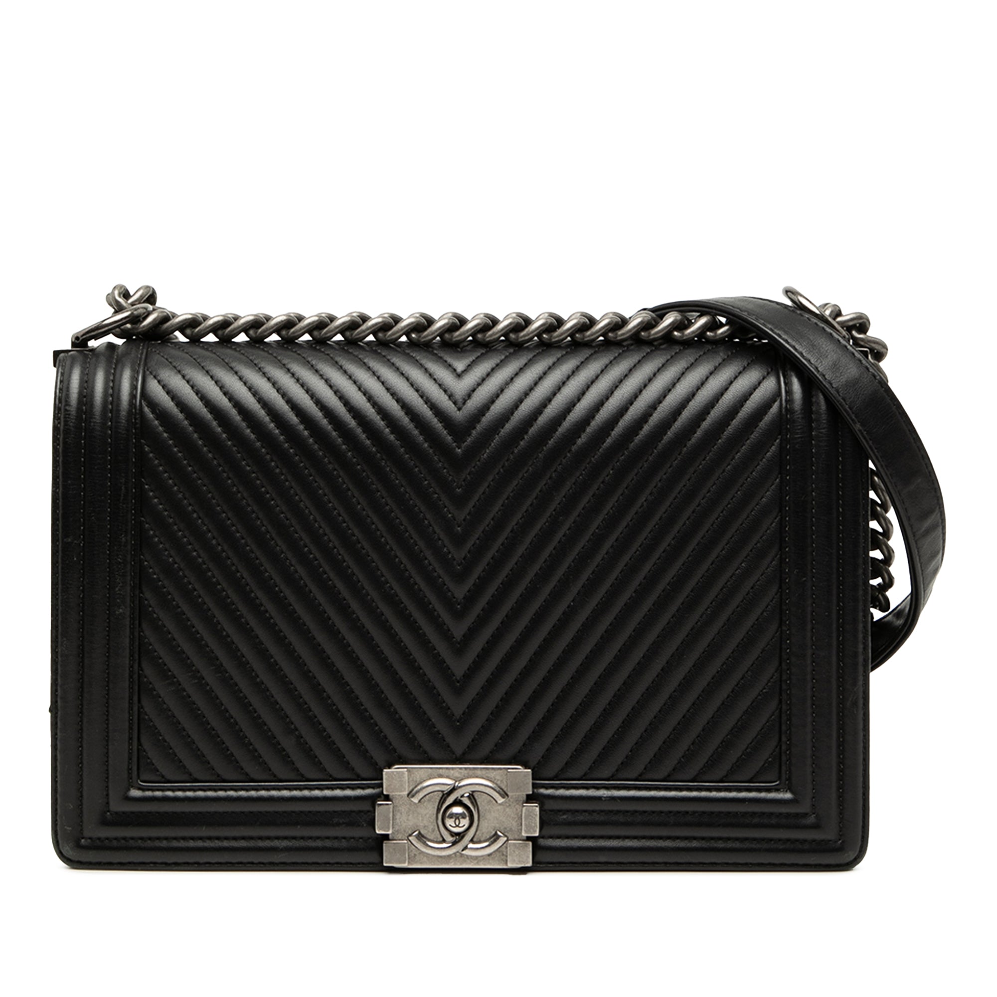 Chanel Medium Chevron Cuir d’agneau Boy à rabat