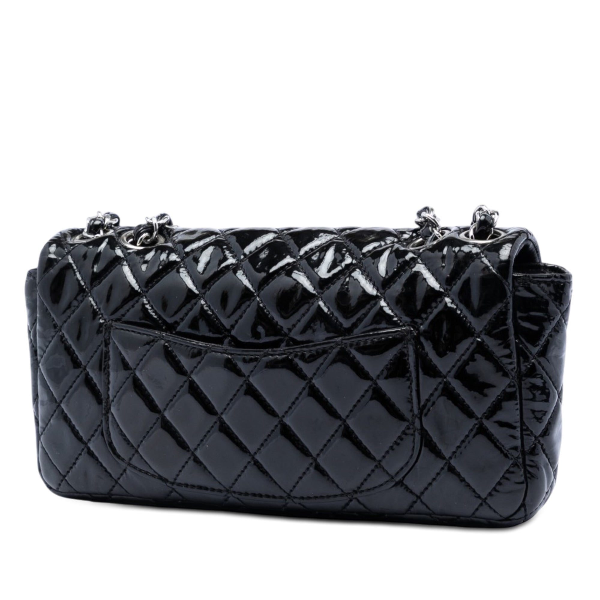 Chanel Matelassé Cuir verni East West Simple rabat