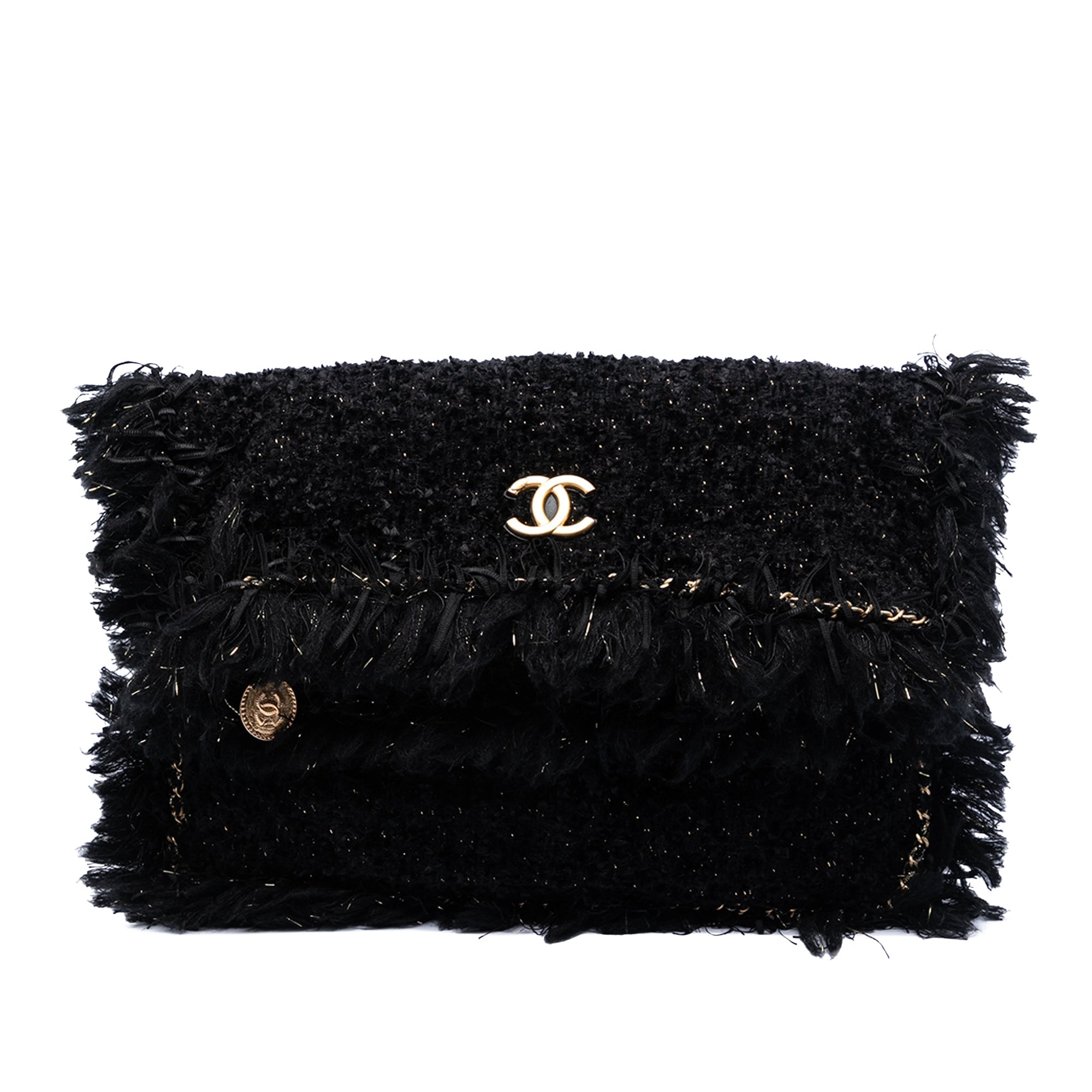 Chanel Paris Cosmopolite Tweed Fringe Pochette