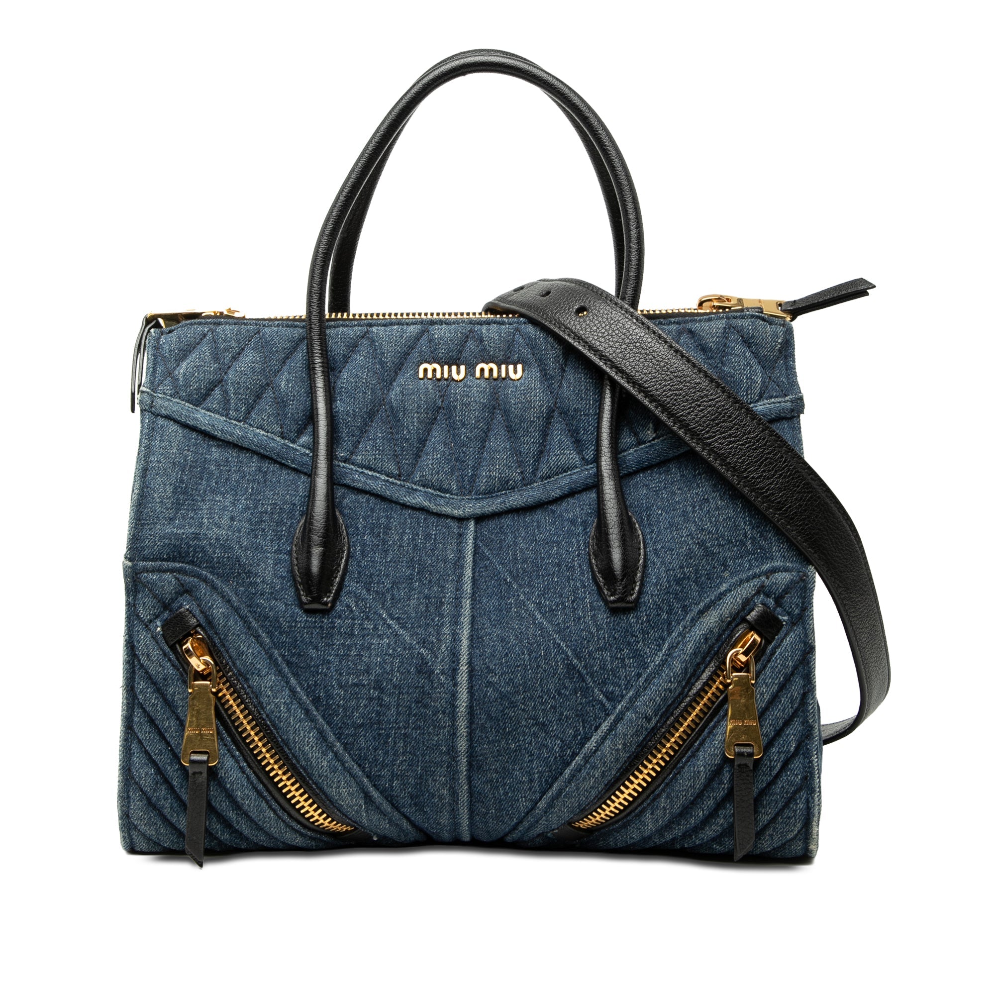 Miu Miu Matelasse Jean Biker Cabas
