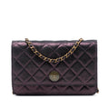 Chanel Matelassé Iridescent Cuir d’agneau Tartan Button Wallet on Chain