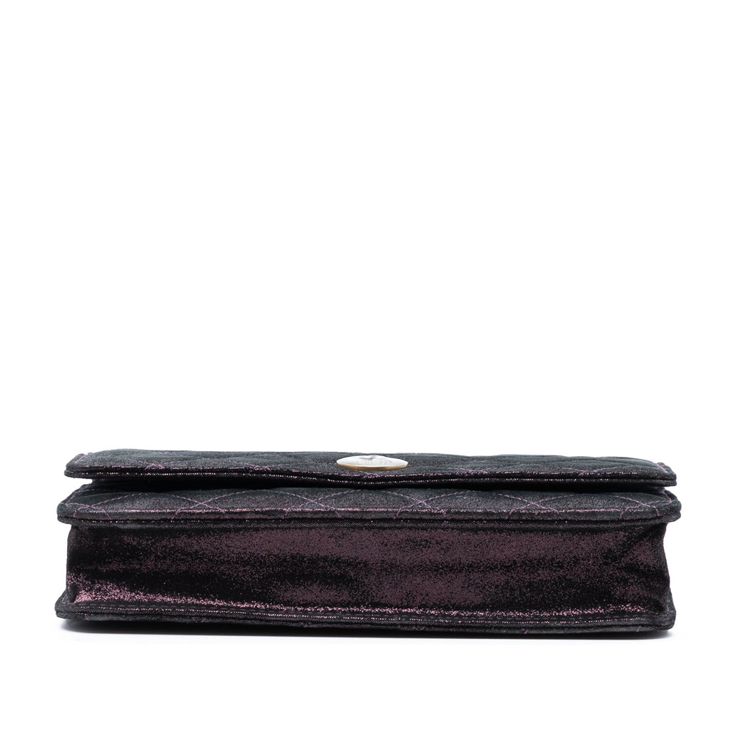 Chanel Matelassé Iridescent Cuir d’agneau Tartan Button Wallet on Chain