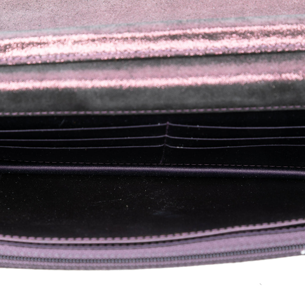 Chanel Matelassé Iridescent Cuir d’agneau Tartan Button Wallet on Chain