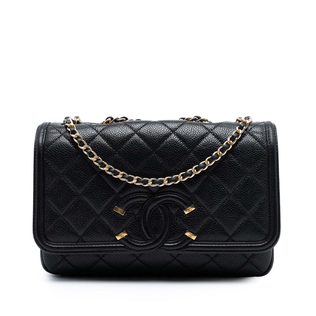 Chanel Small Matelassé Caviar CC Filigree à rabat