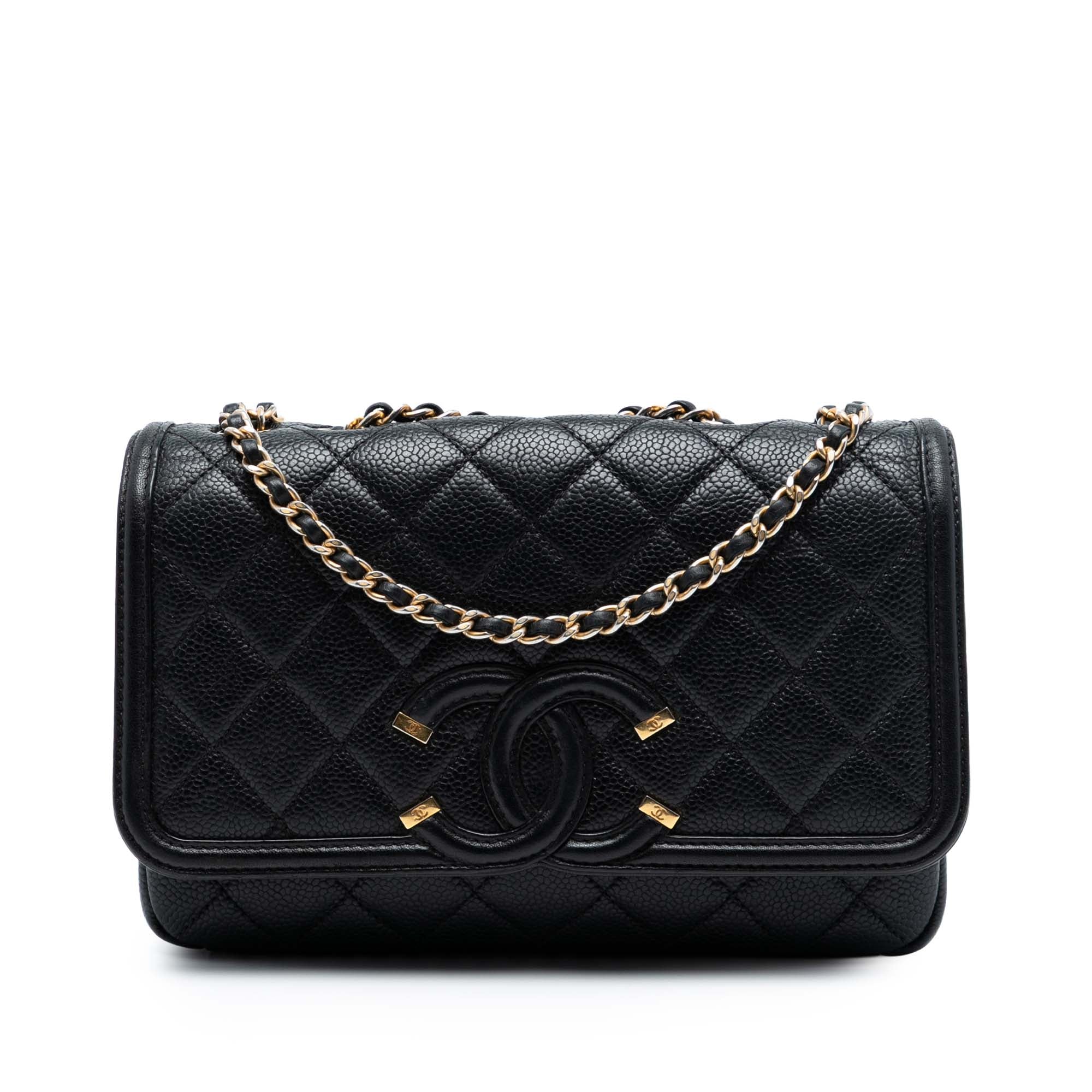 Chanel Small Matelassé Caviar CC Filigree à rabat