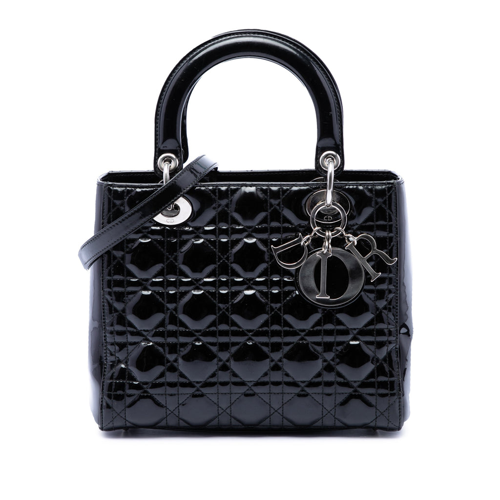 Dior Medium Cuir verni Cannage Lady Dior