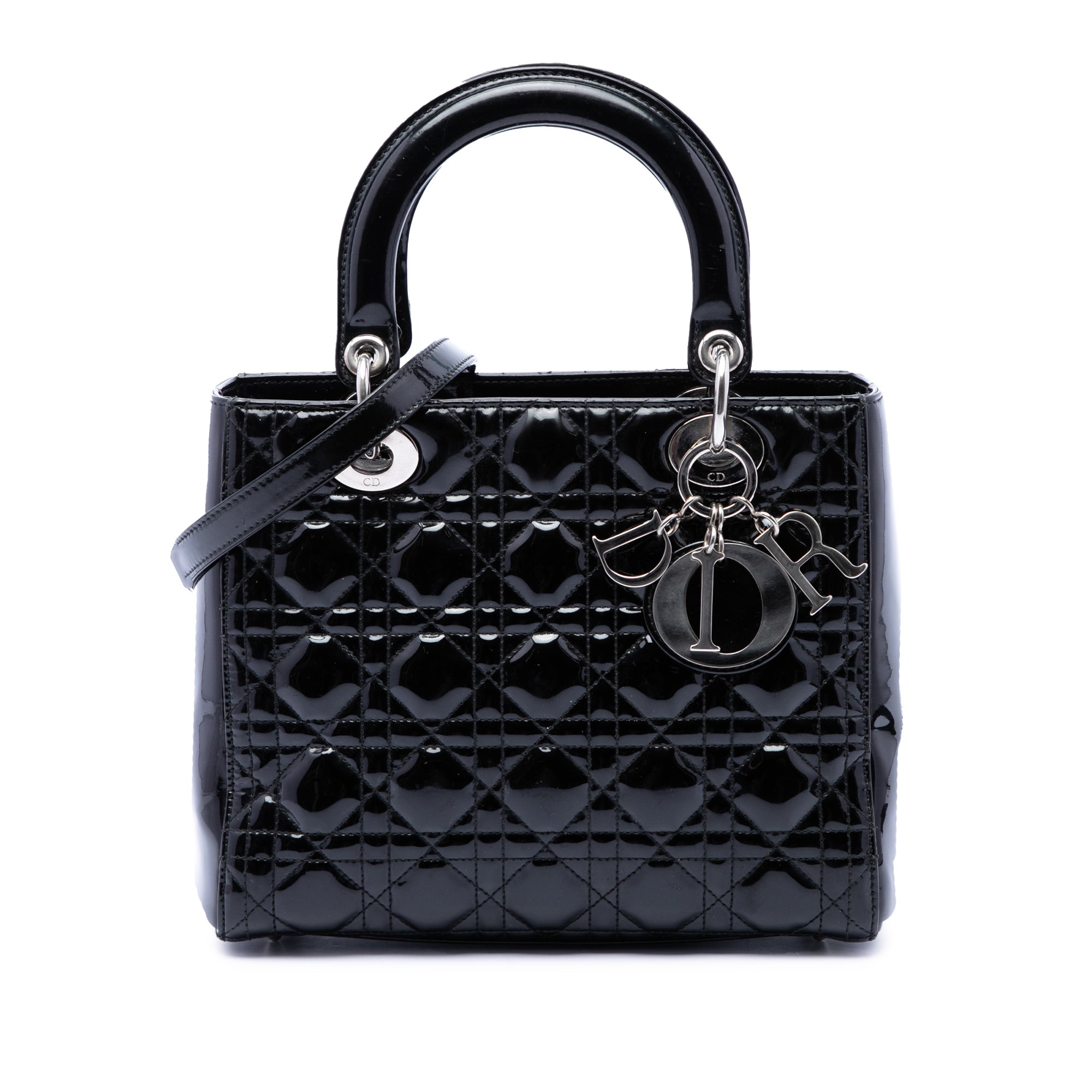 Dior Medium Cuir verni Cannage Lady Dior