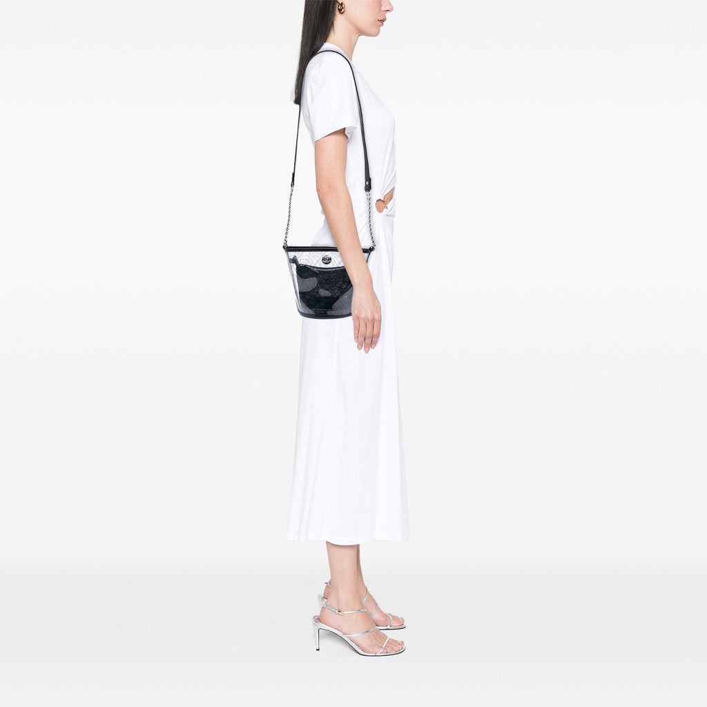 Chanel Small PVC et Crumpled Cuir de veau Camellia Coco Bucket Sac