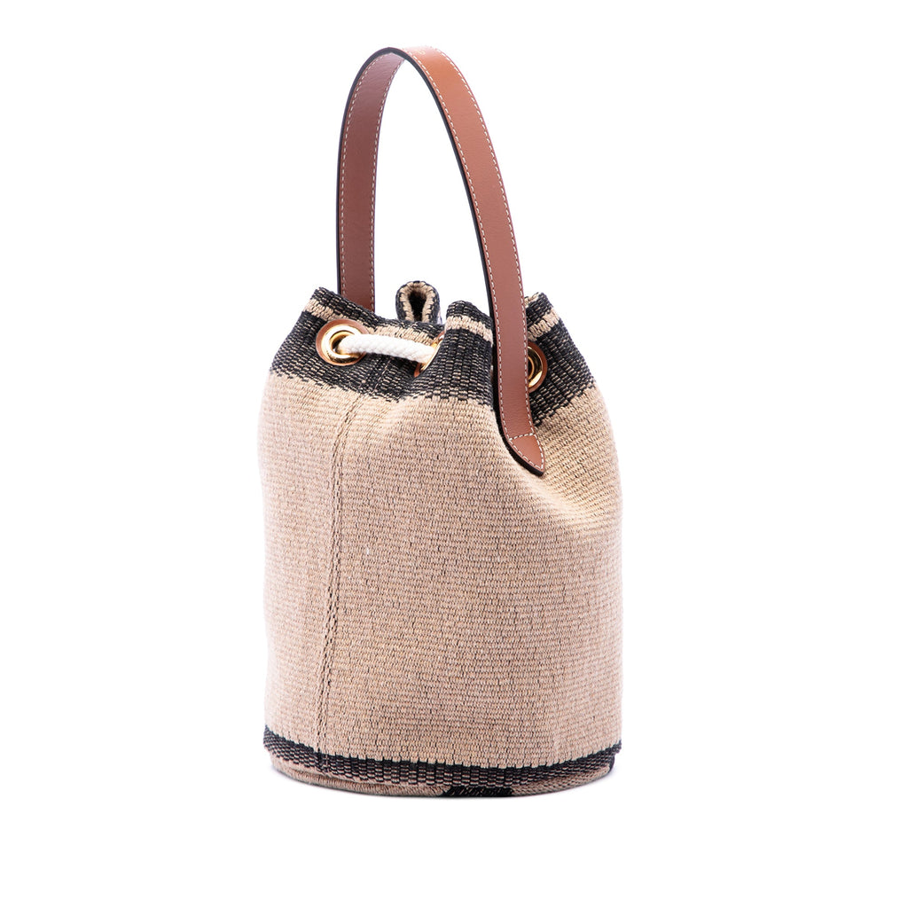 Celine Small Triomphe Raffia Drawstring Bucket Sac