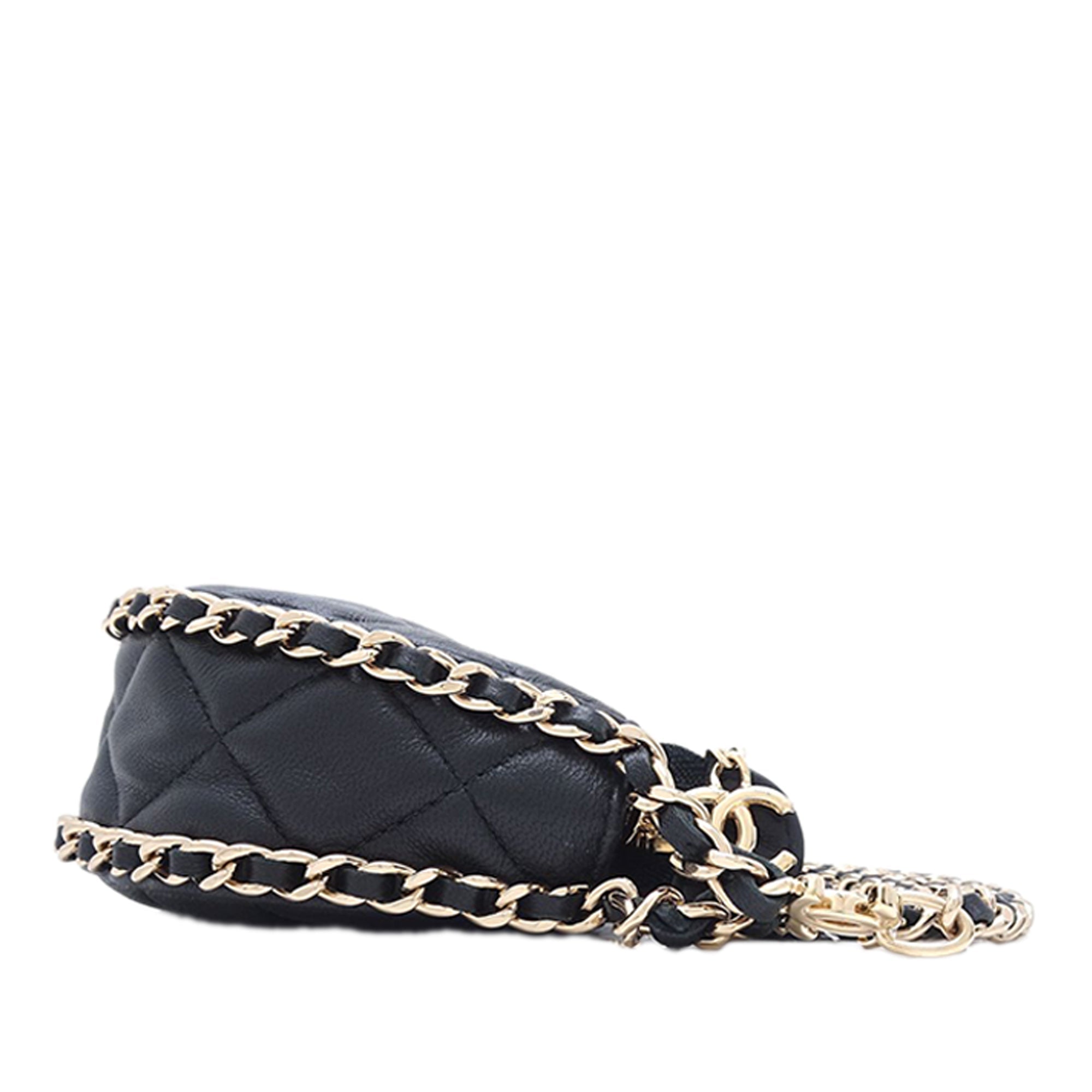 Chanel Mini Matelassé Cuir d’agneau Sac rond à chaîne Hook Hobo