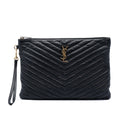 Saint Laurent Chevron Cuir de veau Monogram Zip A4 Pochette