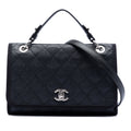 Chanel CC Bicolor Matelassé Caviar et Grosgrain anse supérieure à rabat