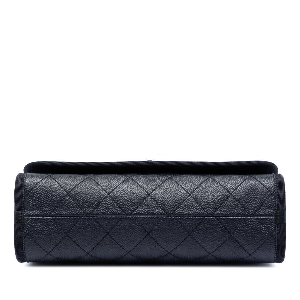 Chanel CC Bicolor Matelassé Caviar et Grosgrain anse supérieure à rabat