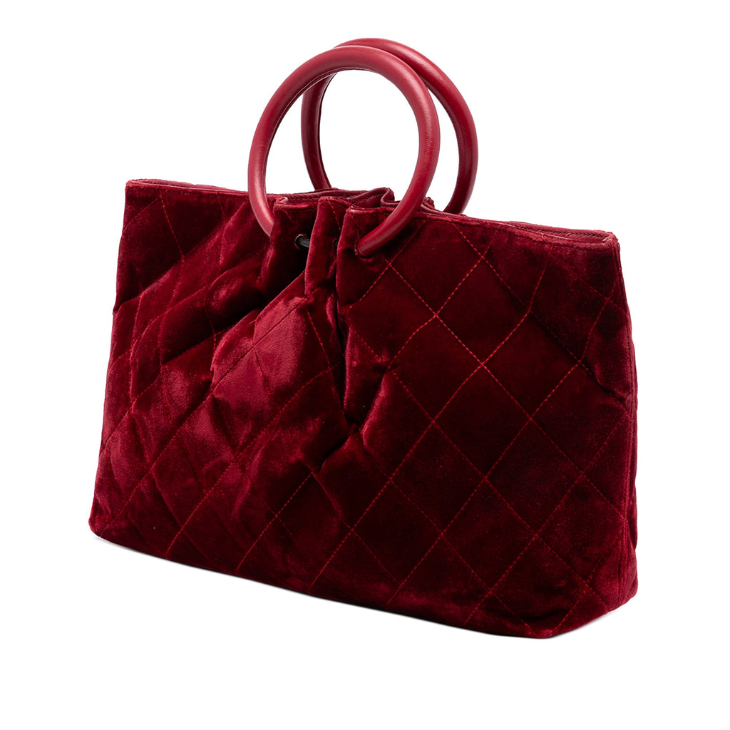 Chanel CC Matelassé Velours sac à anse supérieure