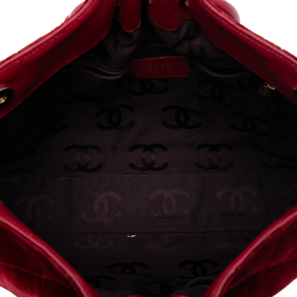 Chanel CC Matelassé Velours sac à anse supérieure