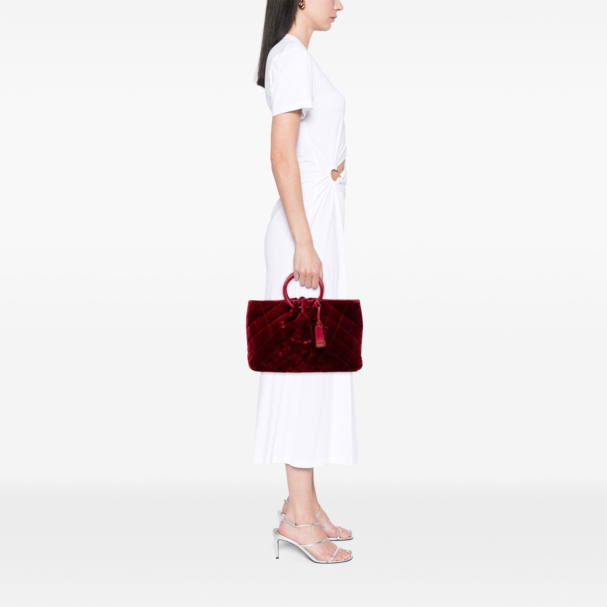 Chanel CC Matelassé Velours sac à anse supérieure