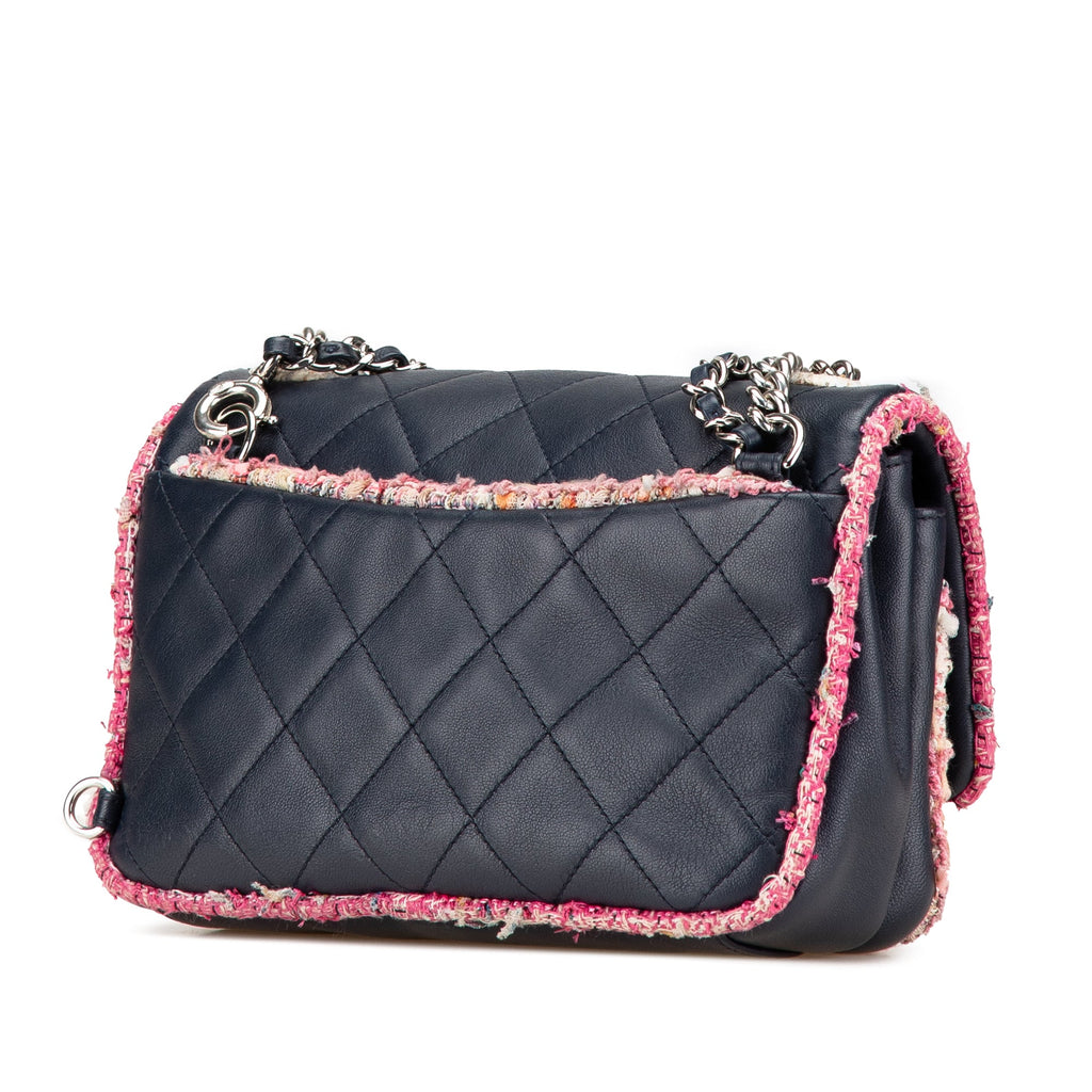 Chanel Matelassé Cuir d’agneau et Tweed Elegant Trim à rabat