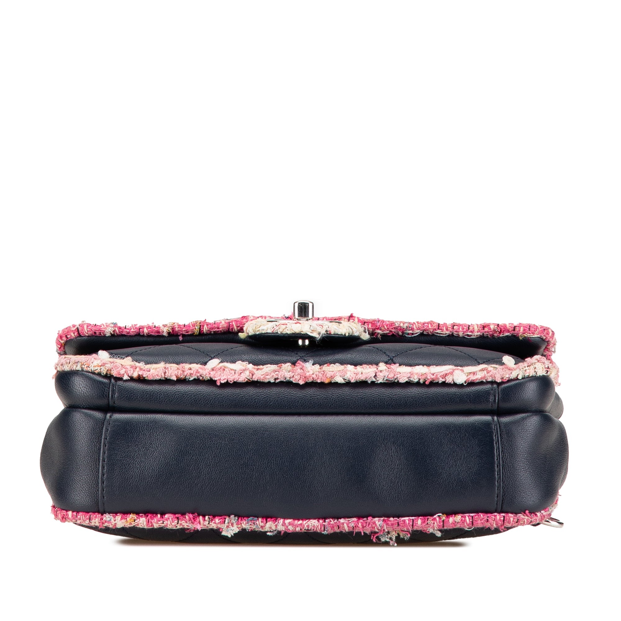 Chanel Matelassé Cuir d’agneau et Tweed Elegant Trim à rabat