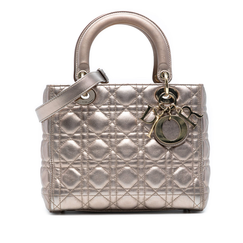Dior Medium Metallic Cuir d’agneau Cannage Lady Dior