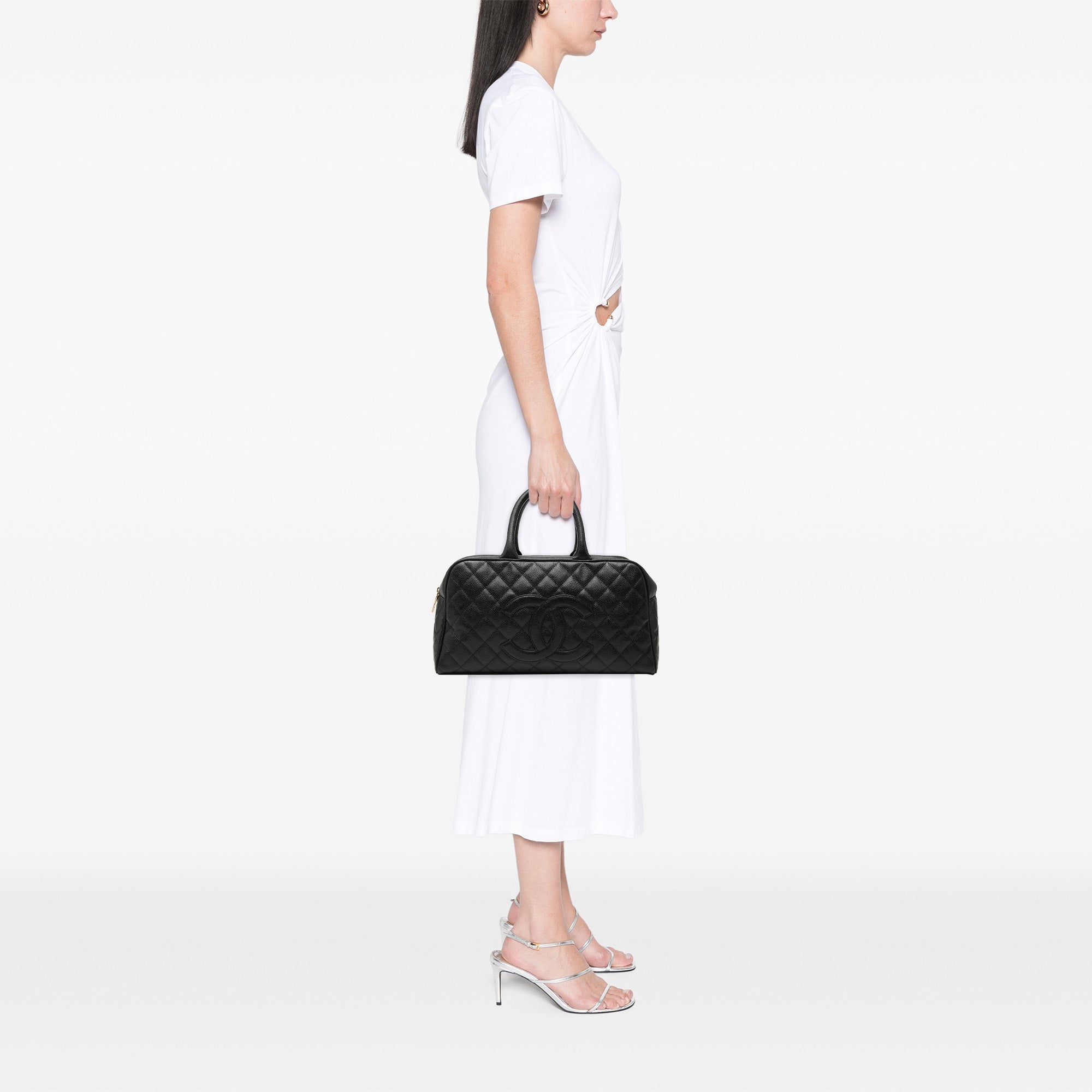 Chanel Large CC Matelassé Caviar Bowler Sac