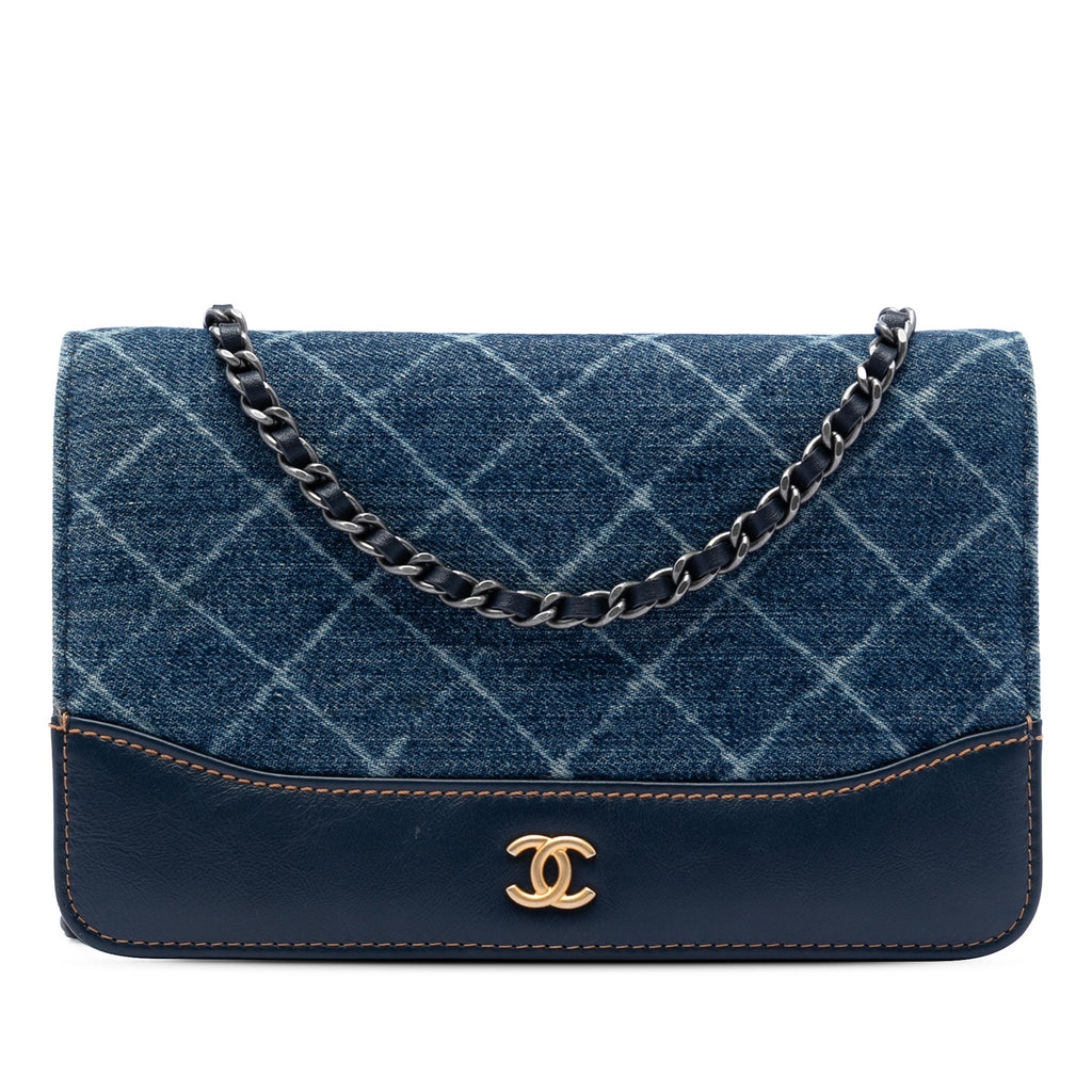 Chanel Printed Jean et Cuir de veau Gabrielle Wallet on Chain
