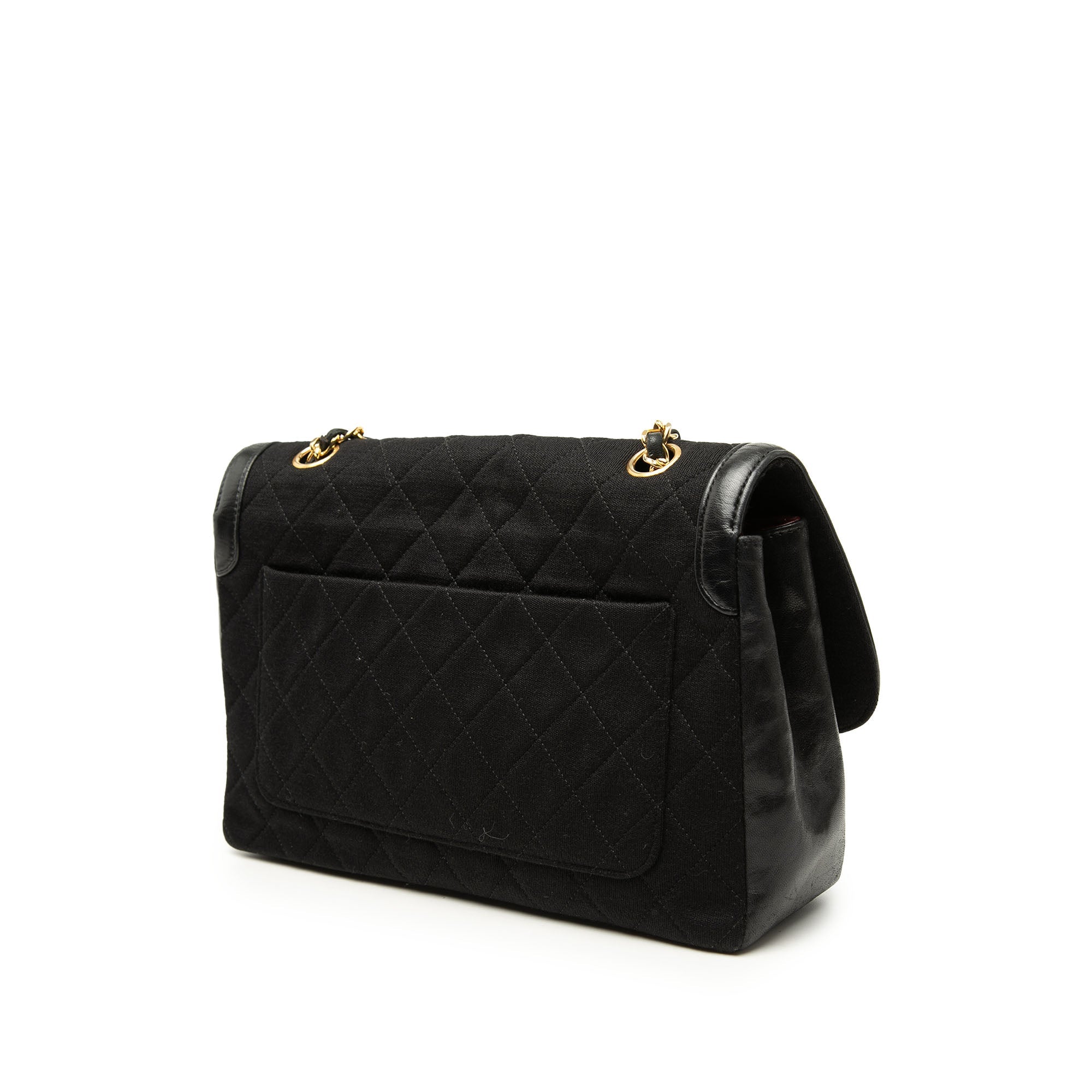Chanel CC Matelassé Jersey et Cuir d’agneau à finitions Simple rabat