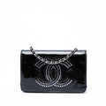 Chanel CC Cuir verni Strass Embellished Wallet on Chain