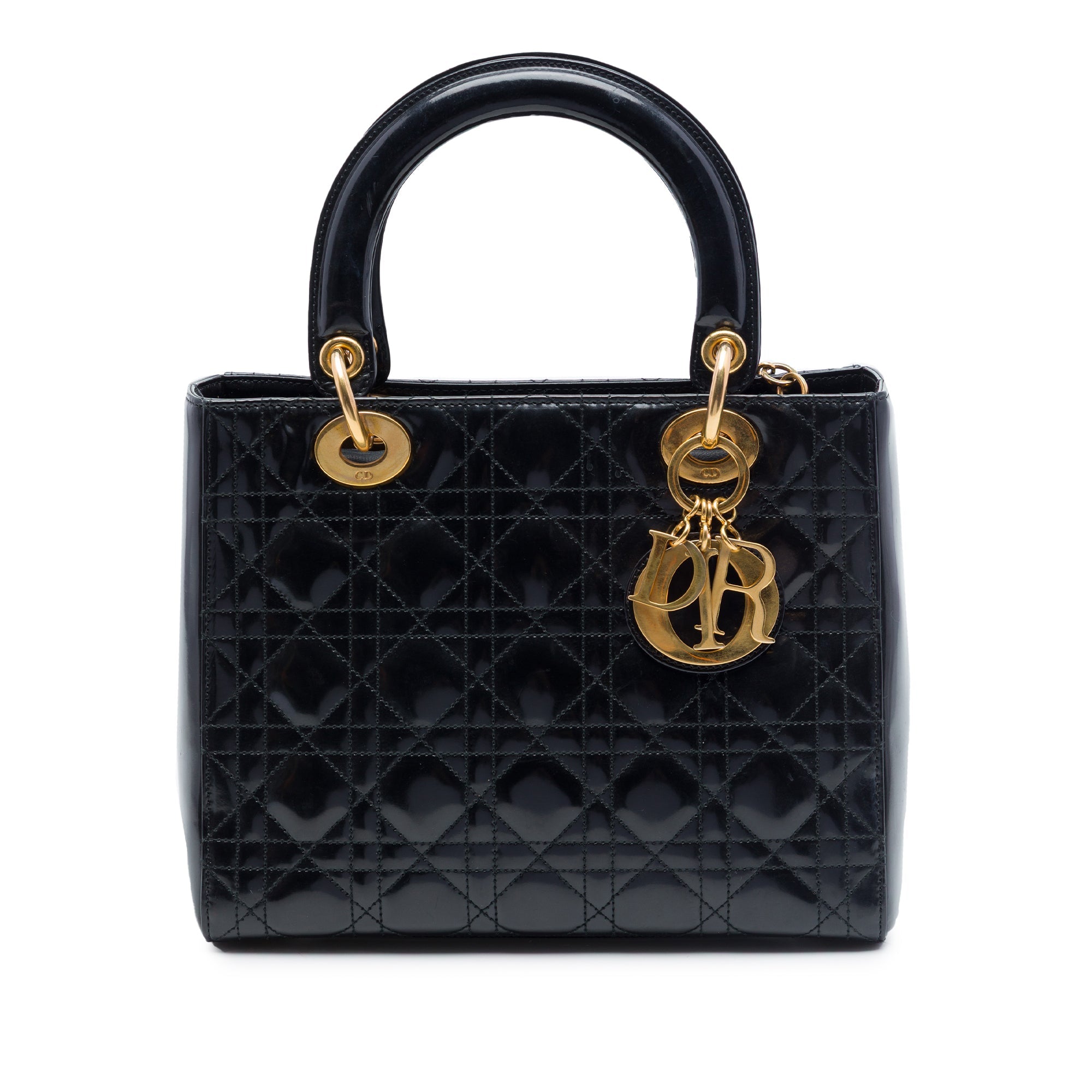 Dior Medium Cuir verni Cannage Lady Dior
