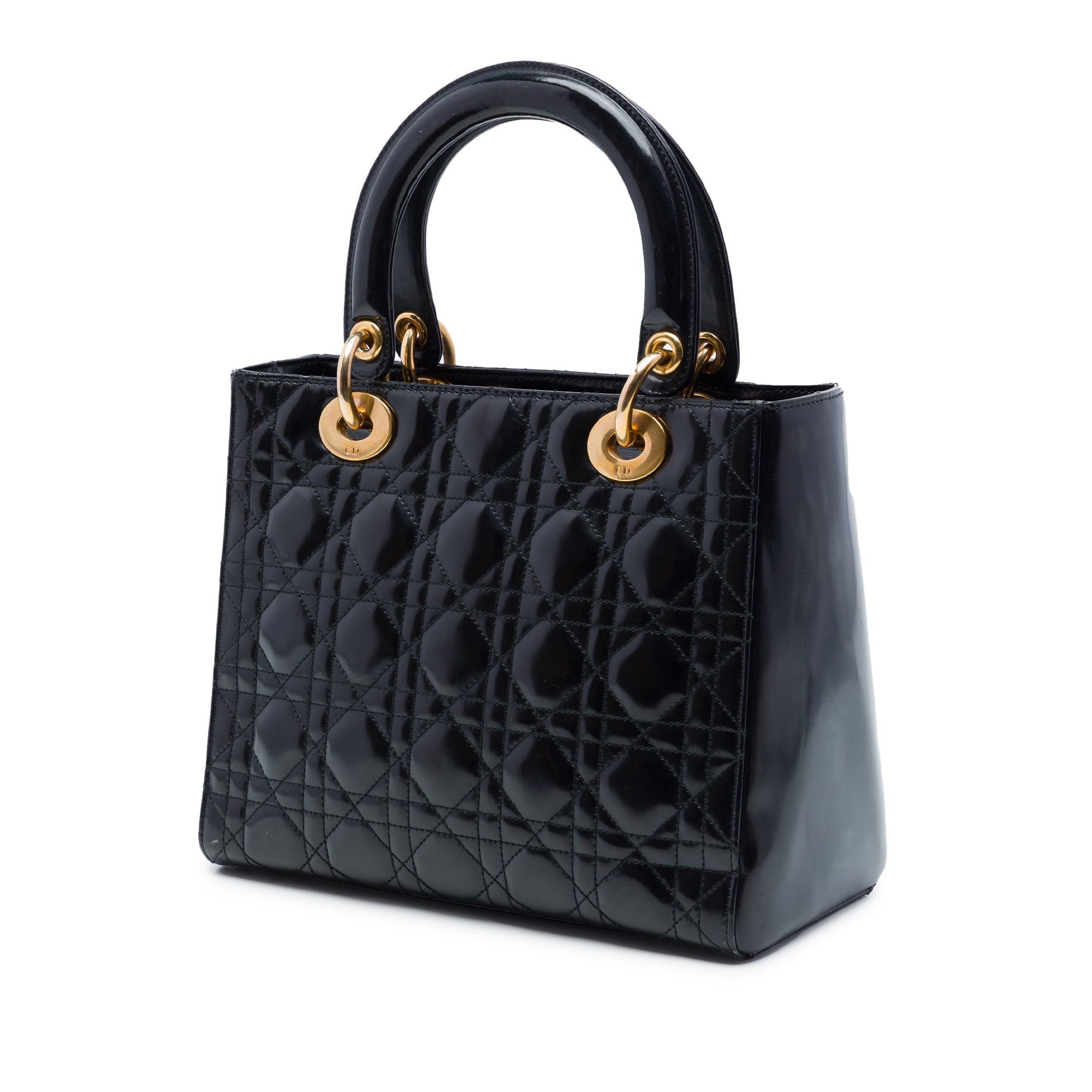 Dior Medium Cuir verni Cannage Lady Dior