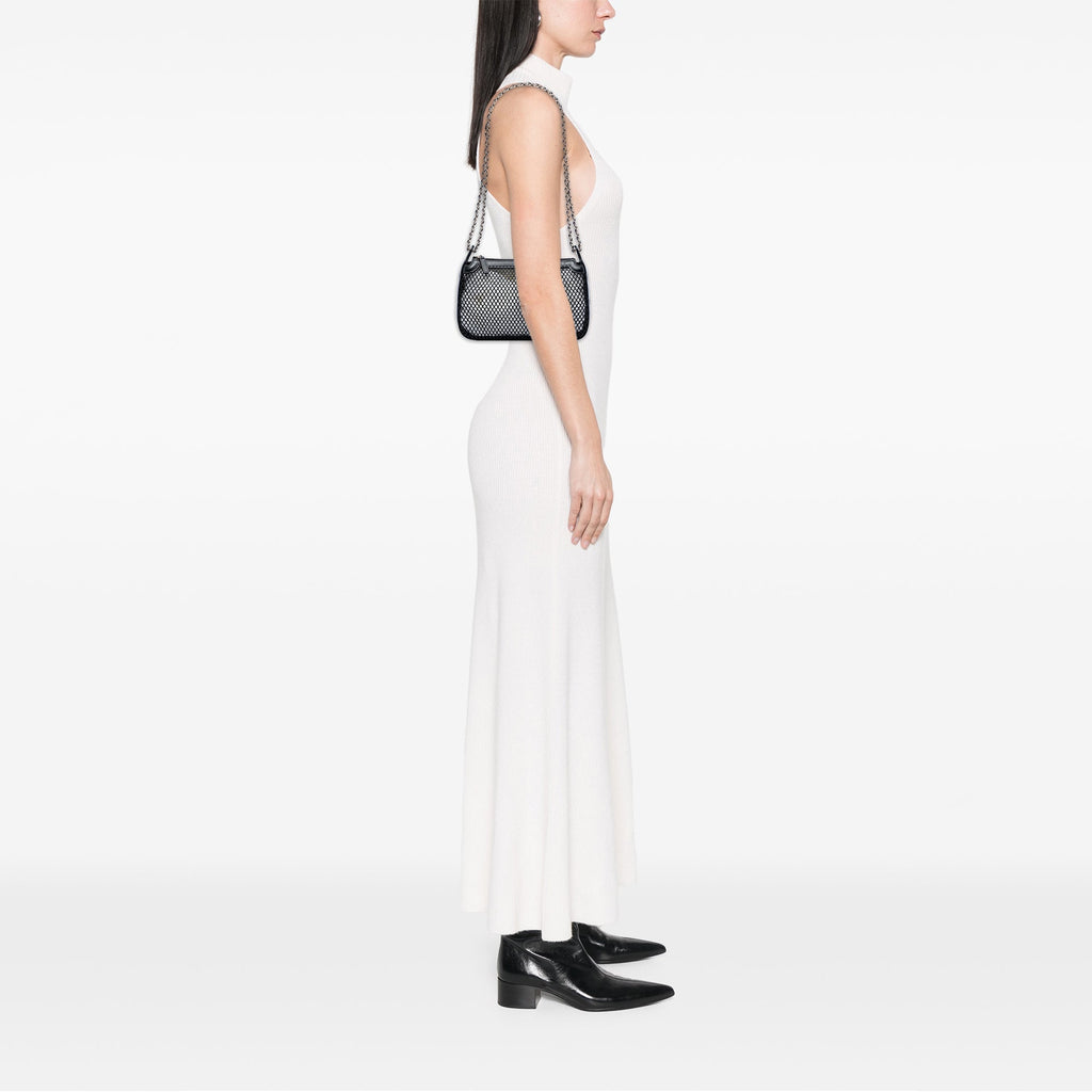 Chanel CC Mesh et brillant Cuir d’agneau Pochette avec chaîne