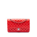 Chanel Medium Classic Cuir verni Double rabat