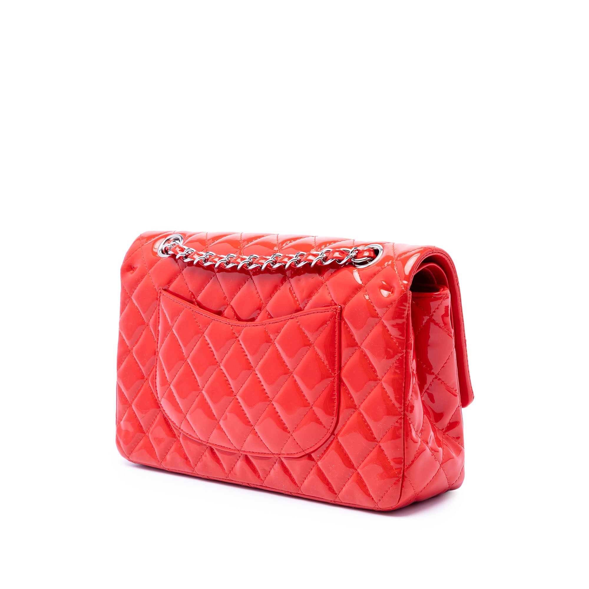 Chanel Medium Classic Cuir verni Double rabat