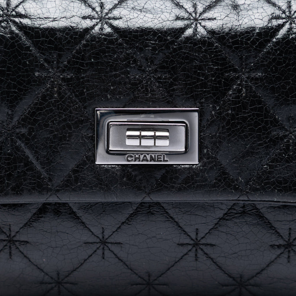 Chanel Glazed Crackled Cuir de veau Mademoiselle à rabat