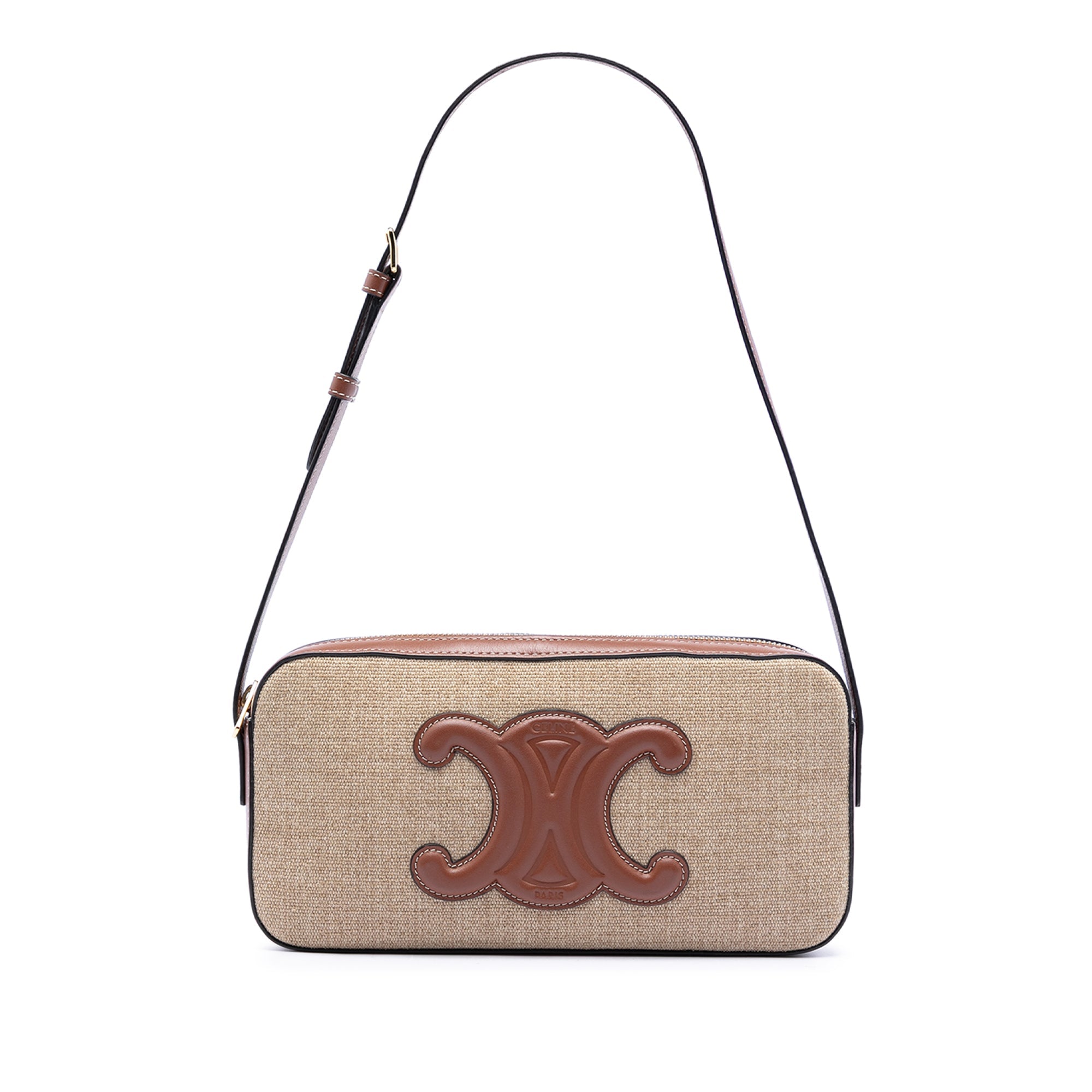 Celine Toile et Cuir de veau Cuir Triomphe Camera Sac bandoulière