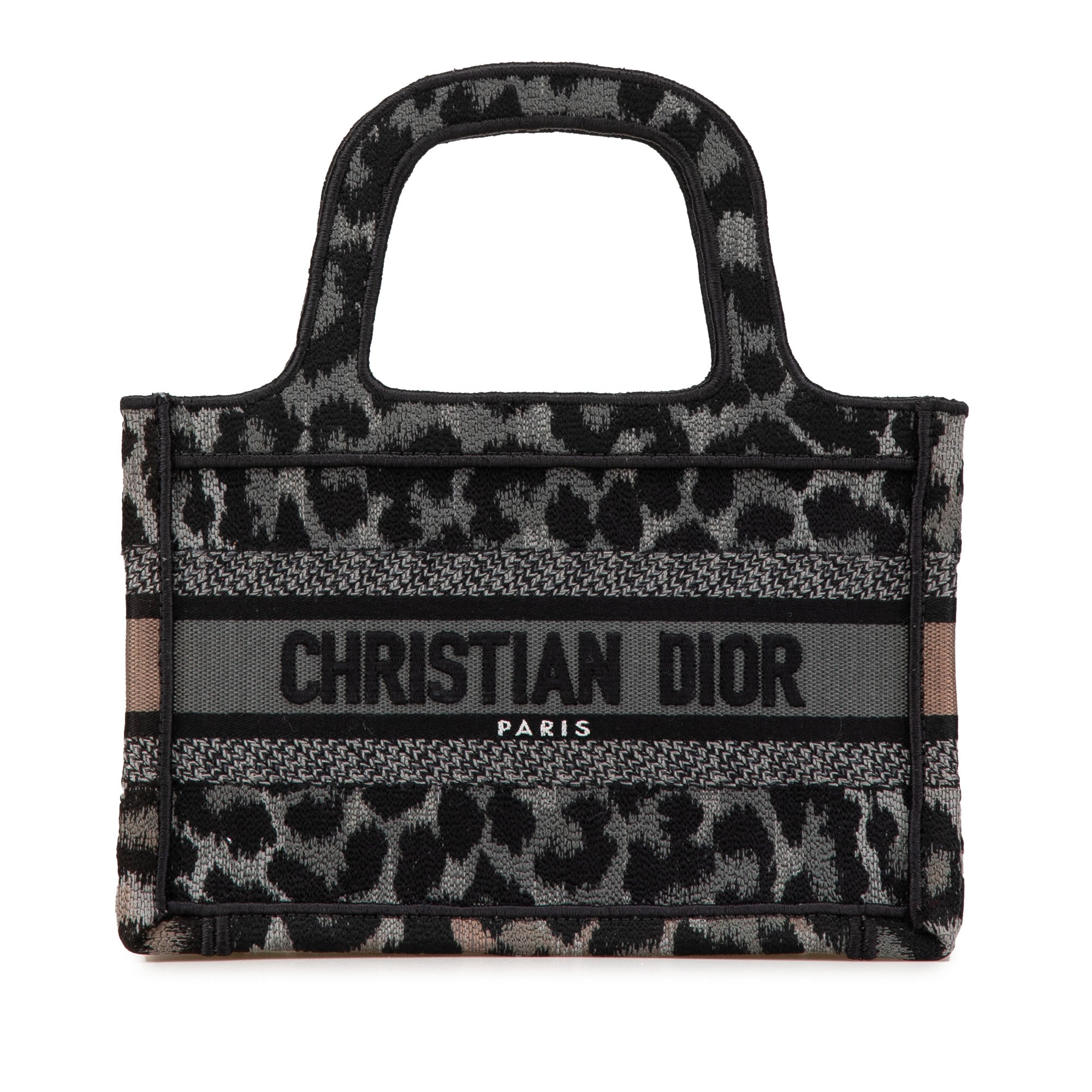 Dior Mizza Mini brodé Toile Leopard Book Cabas