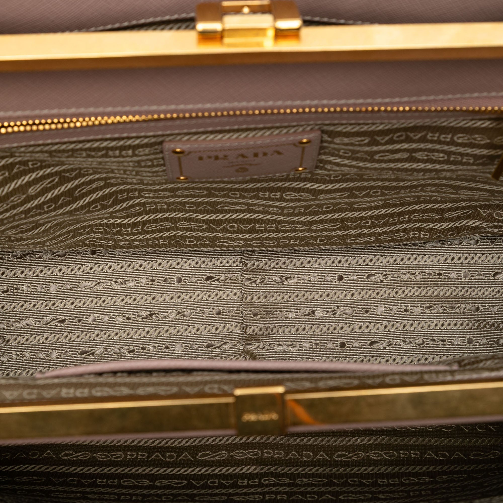 Prada Saffiano Lux Double Zip Frame Cabas