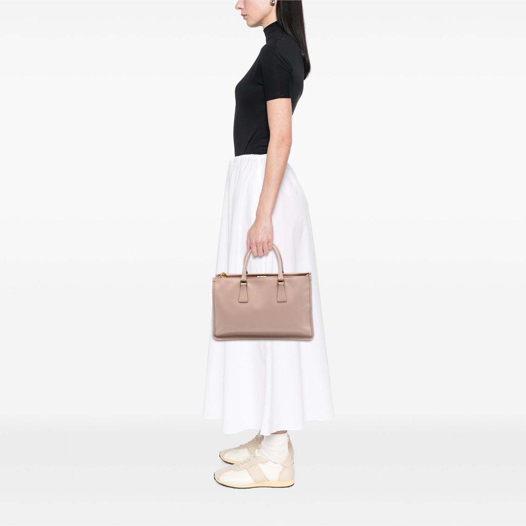 Prada Saffiano Lux Double Zip Frame Cabas