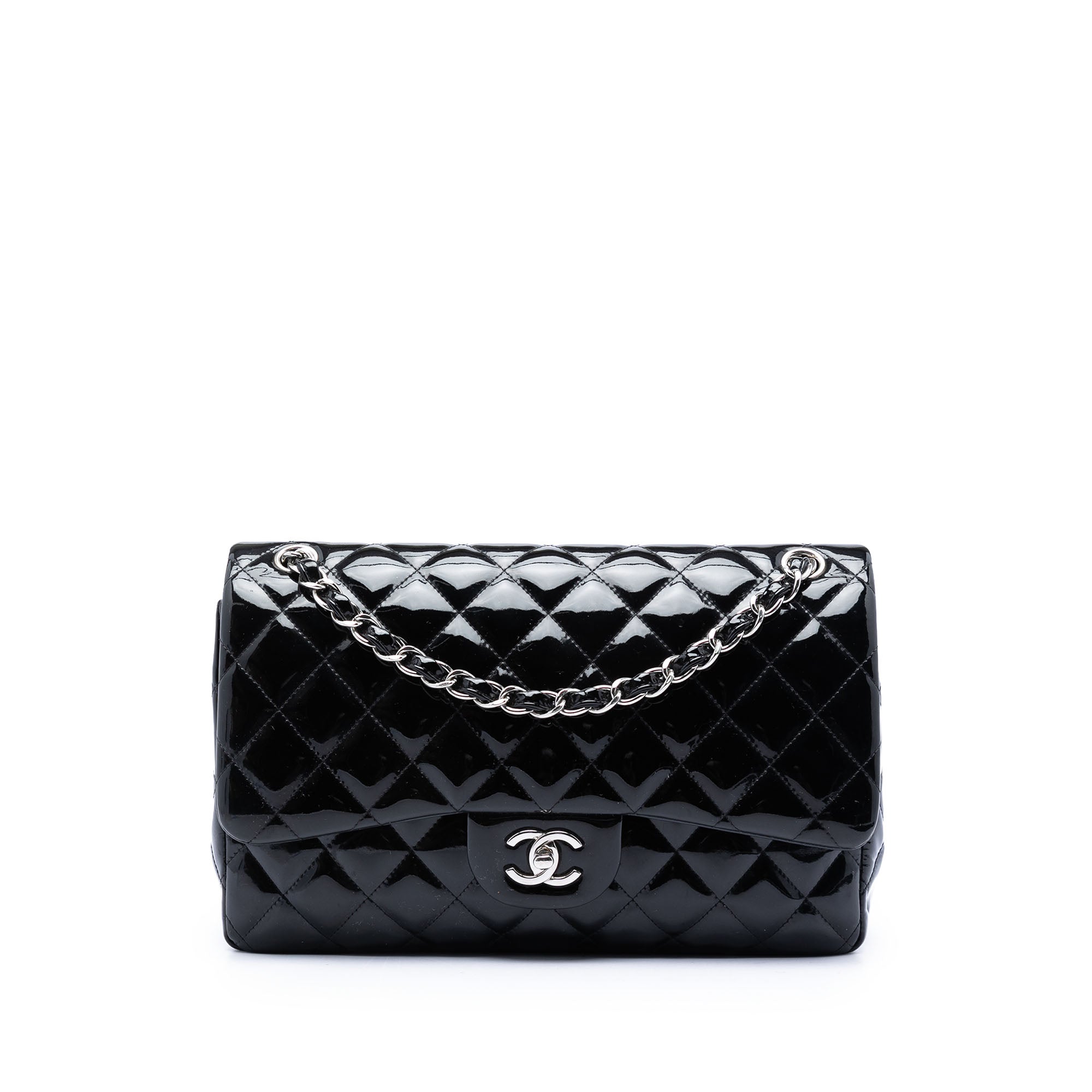 Chanel Jumbo Classic Cuir verni Double rabat