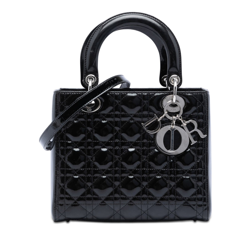 Dior Medium Cuir verni Cannage Lady Dior