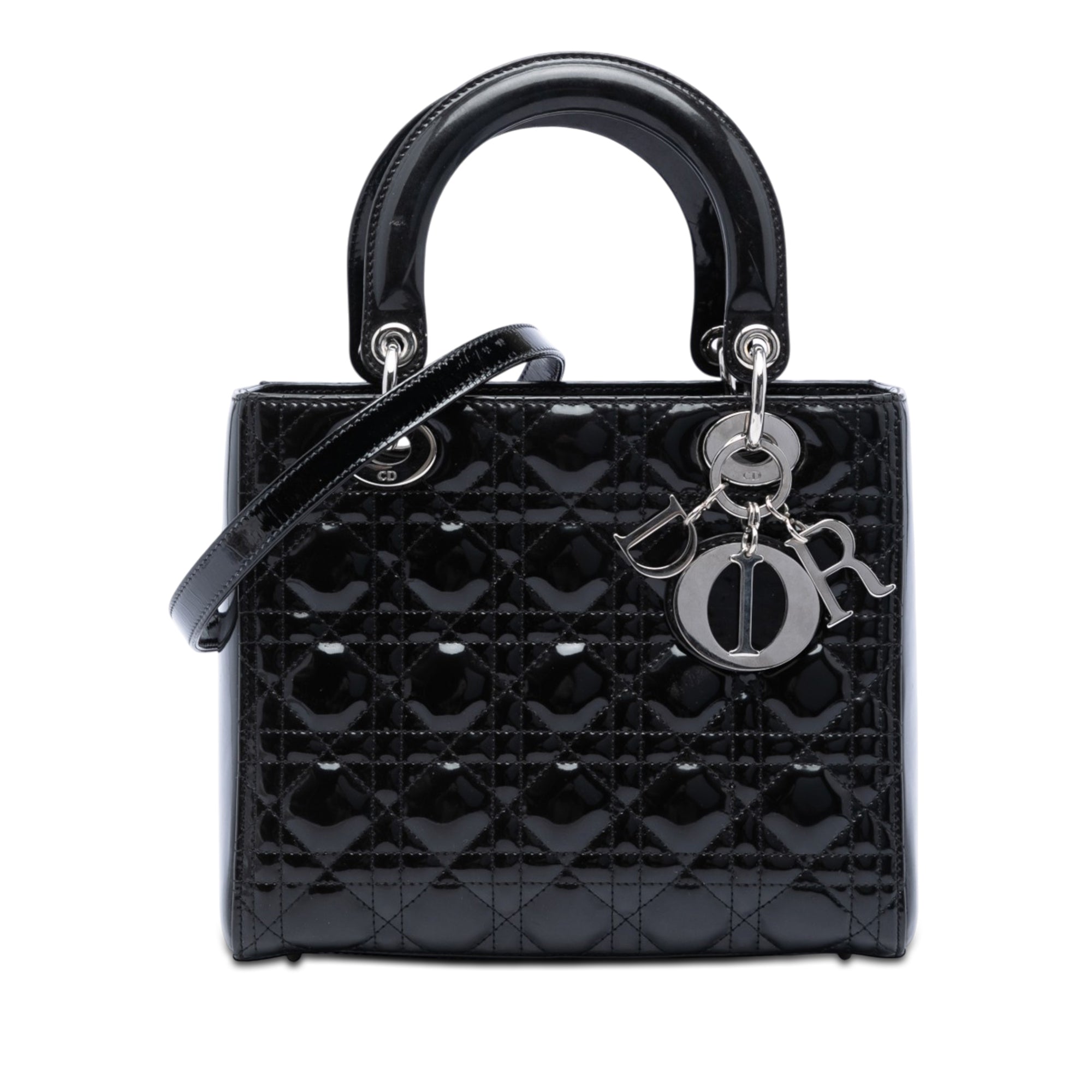 Dior Medium Cuir verni Cannage Lady Dior