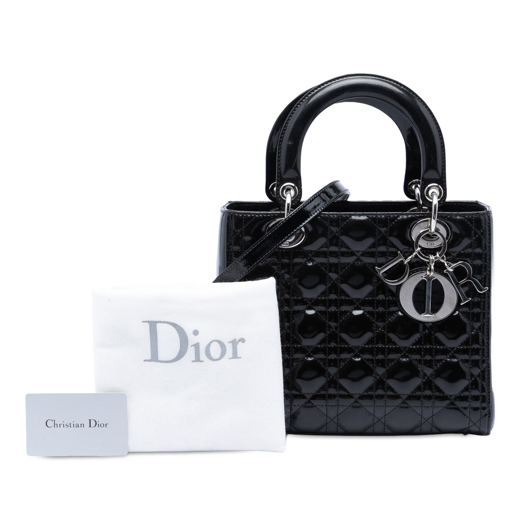 Dior Medium Cuir verni Cannage Lady Dior