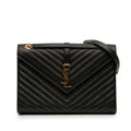 Saint Laurent Large Chevron Grain de Poudre Monogram Sac enveloppe